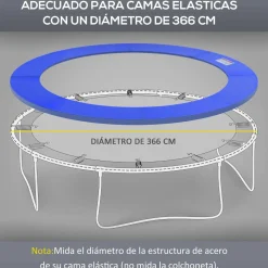- Funda acolchada de protección borde camas elásticas 366 cm Azul*Homcom Online
