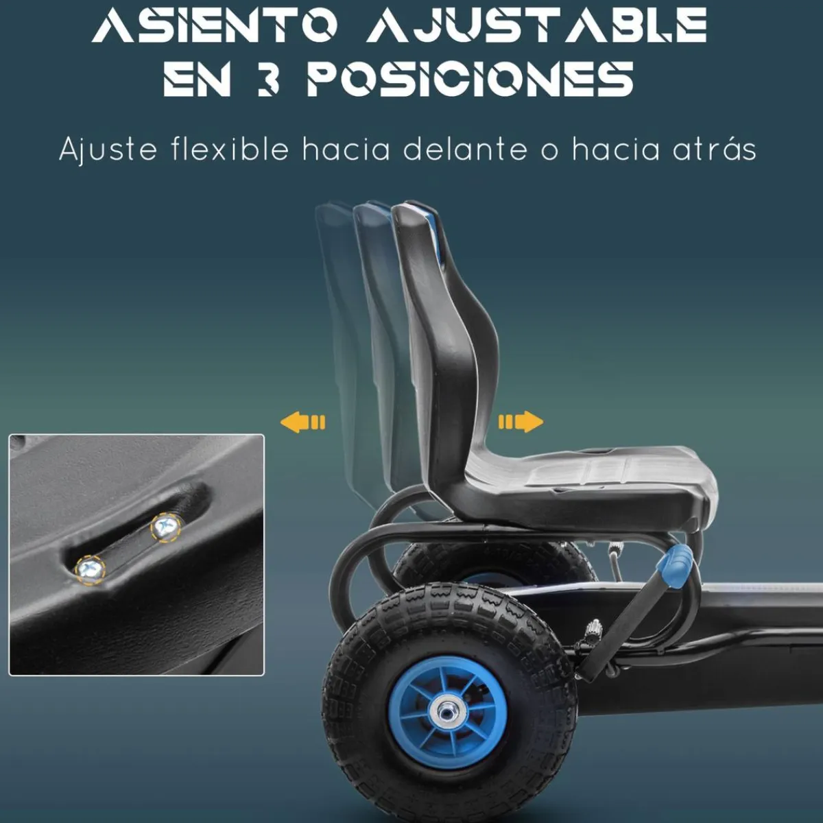 - Go Kart con pedales azul-negro*Homcom Discount