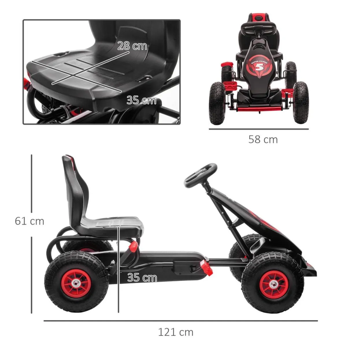 - Go Kart con pedales rojo-negro*Homcom Clearance