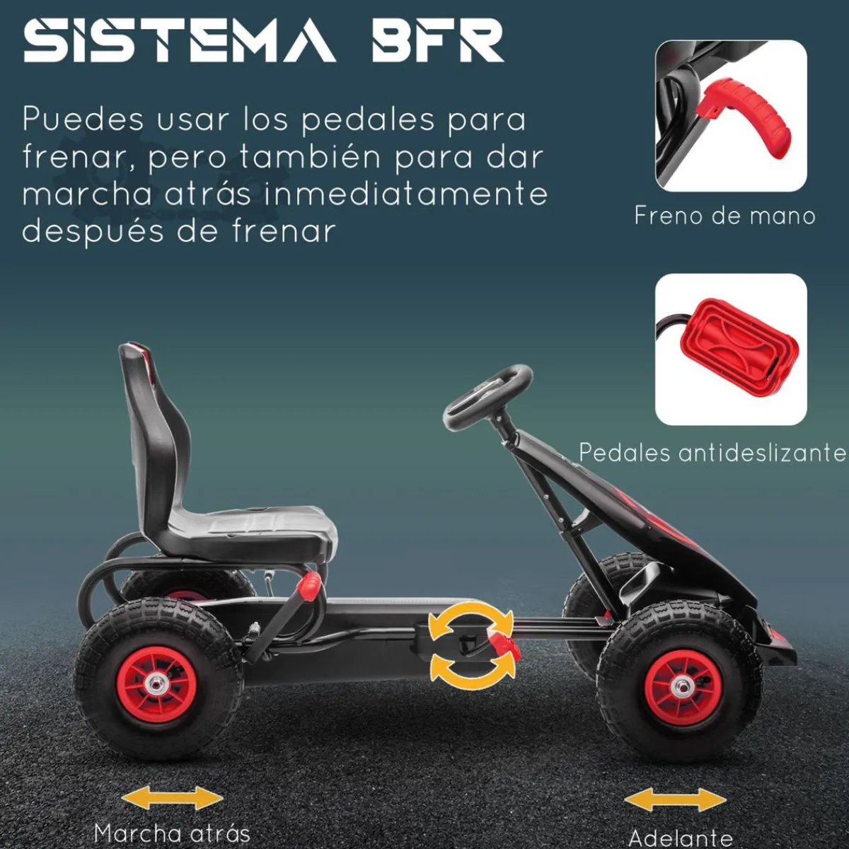 - Go Kart con pedales rojo-negro*Homcom Clearance