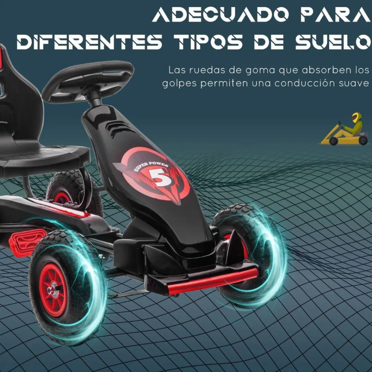 - Go Kart con pedales rojo-negro*Homcom Clearance