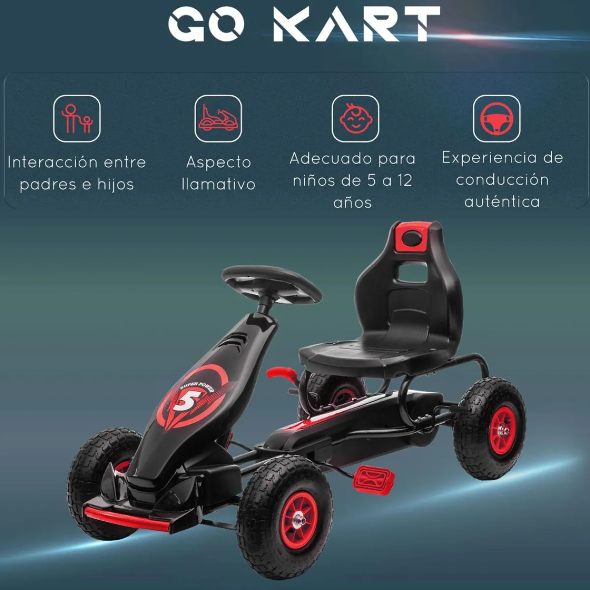 - Go Kart con pedales rojo-negro*Homcom Clearance