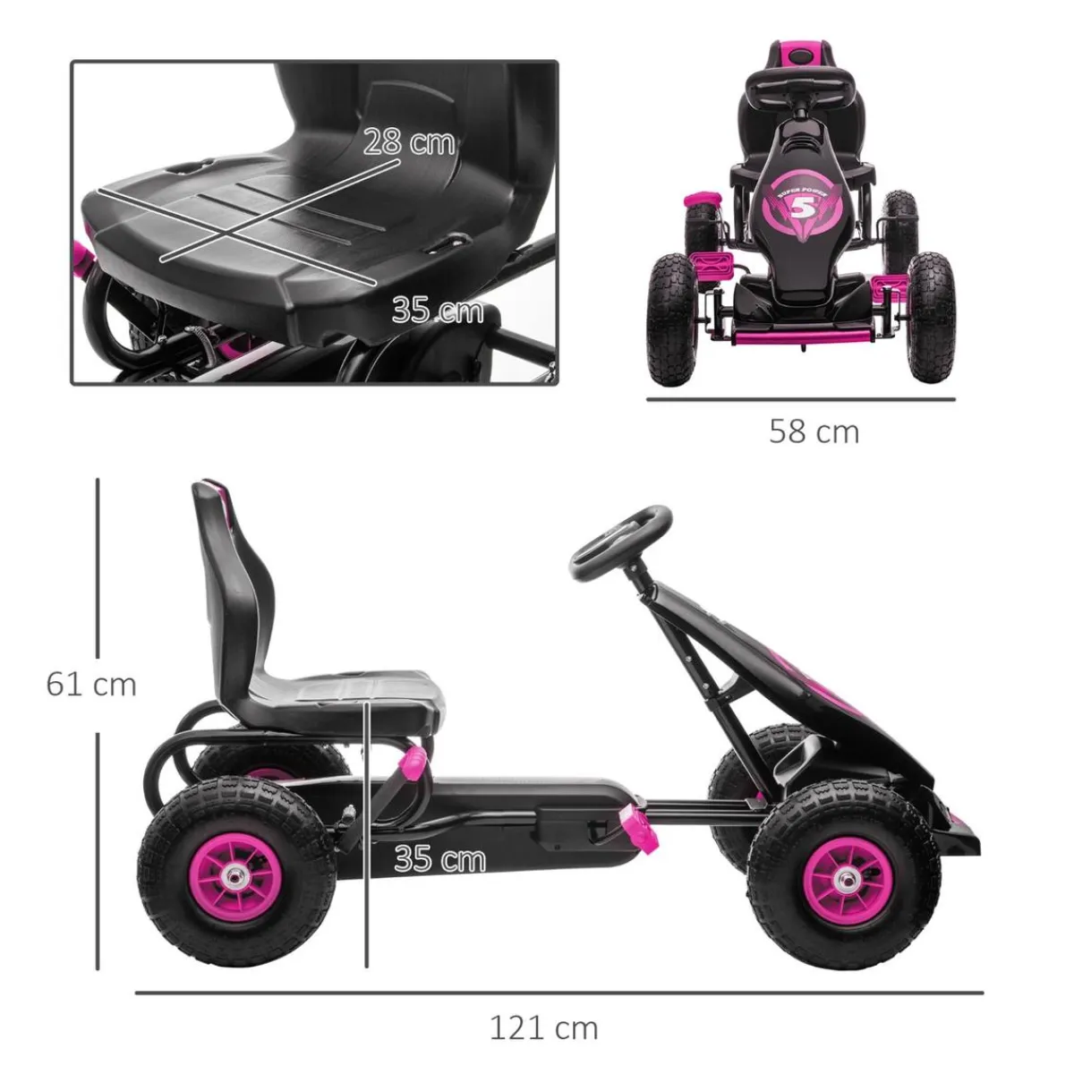 - Kart de pedales Negro/Rosa*Homcom Sale