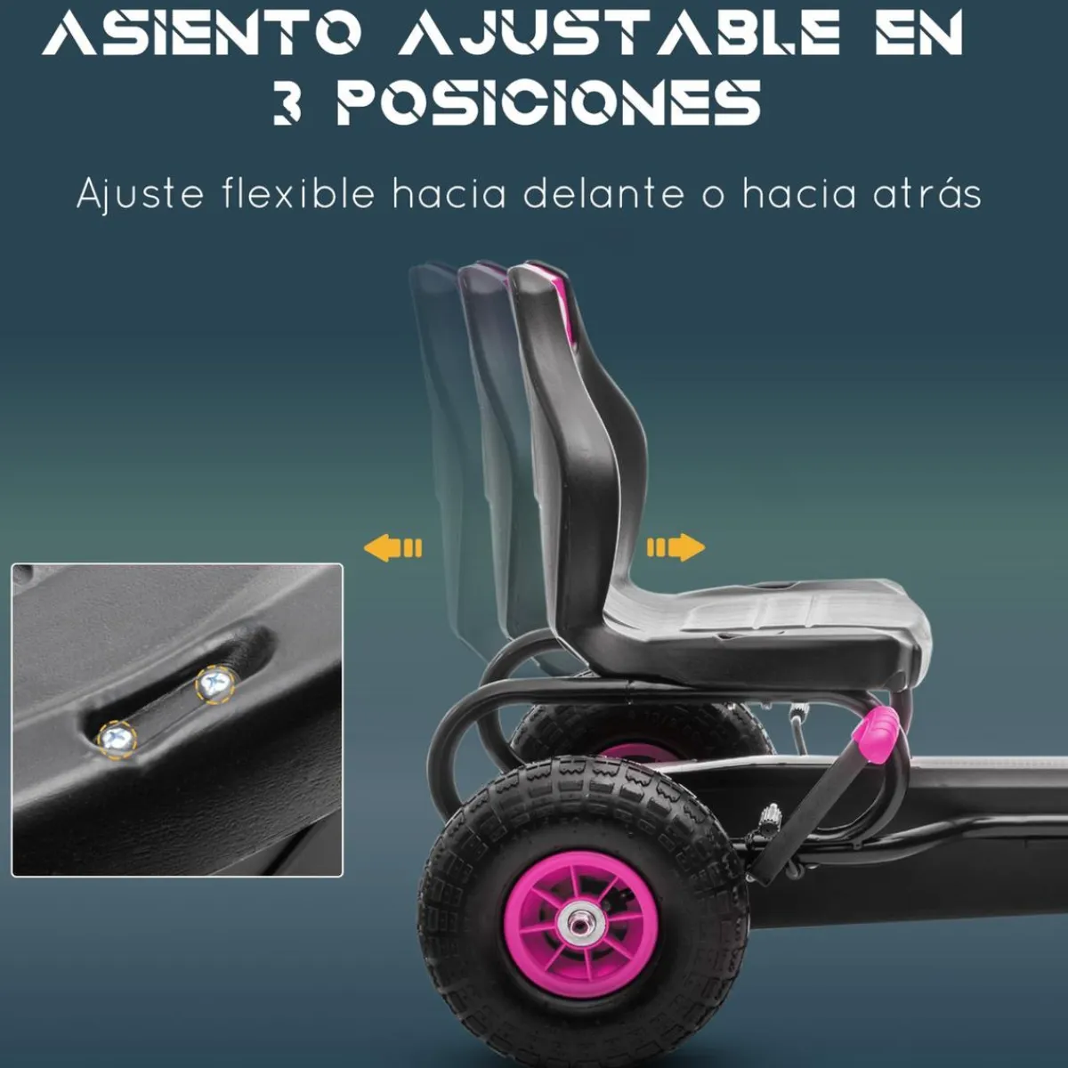 - Kart de pedales Negro/Rosa*Homcom Sale