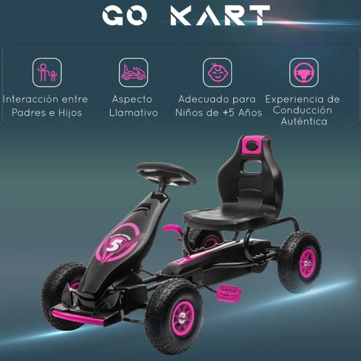- Kart de pedales Negro/Rosa*Homcom Sale