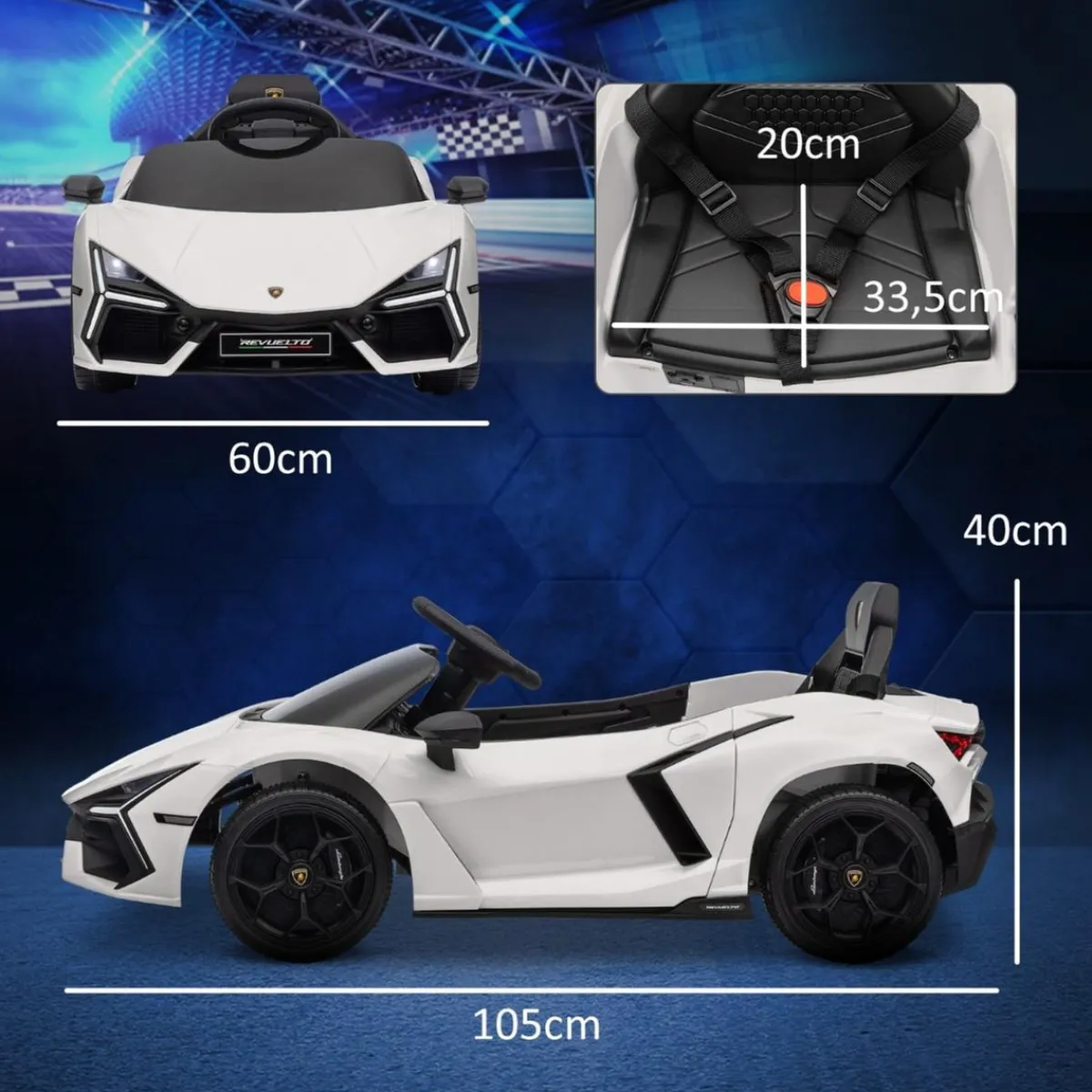 Best Homcom - Lamborghini Revuelto eléctrico Blanco con mando Vehículos De Batería O A Pedales