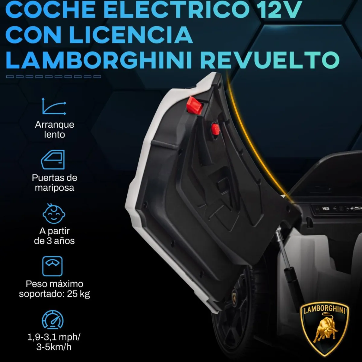Best Homcom - Lamborghini Revuelto eléctrico Blanco con mando Vehículos De Batería O A Pedales