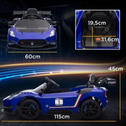 Sale Homcom - Maserati GT2 eléctrico Azul con mando Vehículos De Batería O A Pedales