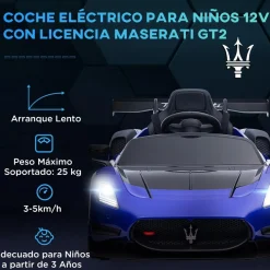 Sale Homcom - Maserati GT2 eléctrico Azul con mando Vehículos De Batería O A Pedales