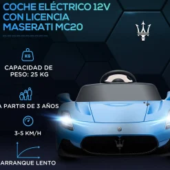 Best Homcom - Maserati MC20 eléctrico Azul con mando Vehículos De Batería O A Pedales