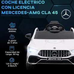 Clearance Homcom - Mercedes Benz AMG CLA 45 eléctrico Blanco con mando Vehículos De Batería O A Pedales