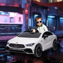 Clearance Homcom - Mercedes Benz AMG CLA 45 eléctrico Blanco con mando Vehículos De Batería O A Pedales