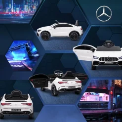 Clearance Homcom - Mercedes Benz AMG CLA 45 eléctrico Blanco con mando Vehículos De Batería O A Pedales