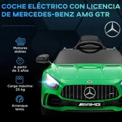 New Homcom - Mercedes Benz AMG GTR eléctrico Verde con mando Vehículos De Batería O A Pedales