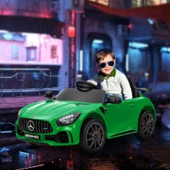 New Homcom - Mercedes Benz AMG GTR eléctrico Verde con mando Vehículos De Batería O A Pedales