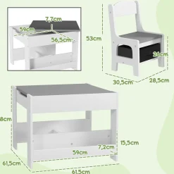 - Mesa + 2 sillas infantiles Blanco*Homcom Clearance