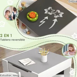 - Mesa + 2 sillas infantiles Blanco*Homcom Clearance