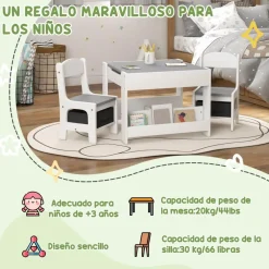 - Mesa + 2 sillas infantiles Blanco*Homcom Clearance