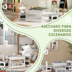 - Mesa + 2 sillas infantiles Blanco*Homcom Clearance