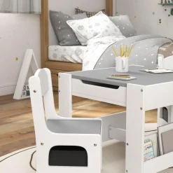 - Mesa + 2 sillas infantiles Blanco*Homcom Clearance