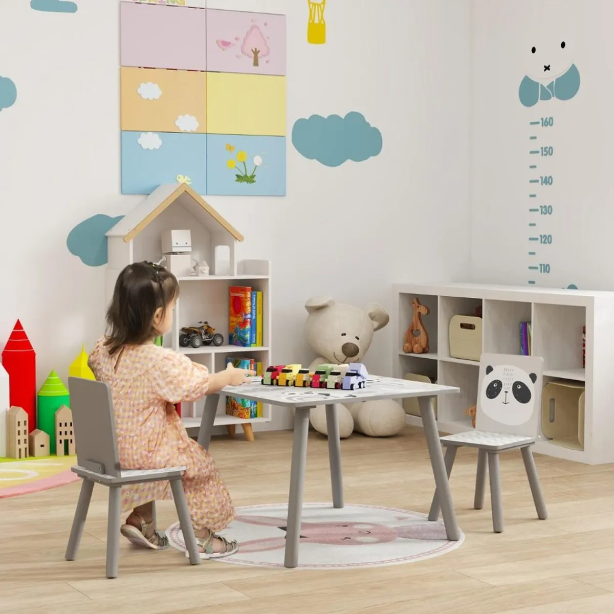 Hot Homcom - Mesa con 2 sillas Panda Estilo De Vida