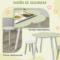 - Mesa Flor y bancos Verde y Blanco*Homcom Online