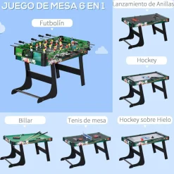 Outlet - Mesa multijuegos 6 en 1 plegable Deportes|Futbolines