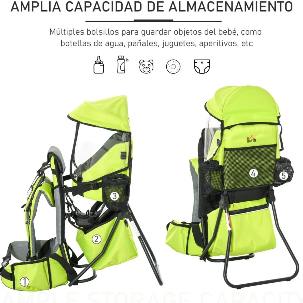- Mochila porta-bebés verde 85 cm*Homcom Best