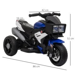 - Moto eléctrica batería 3 ruedas Trimoto Negro y Azul*Homcom