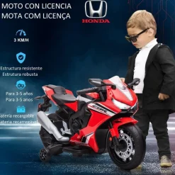 Discount - Moto eléctrica Honda roja Vehículos De Batería O A Pedales
