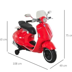 - Moto eléctrica infantil roja - Vespa Scooter*Homcom Clearance