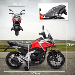 Best Homcom - Moto eléctrica infantil Honda Rojo/Negro Vehículos De Batería O A Pedales