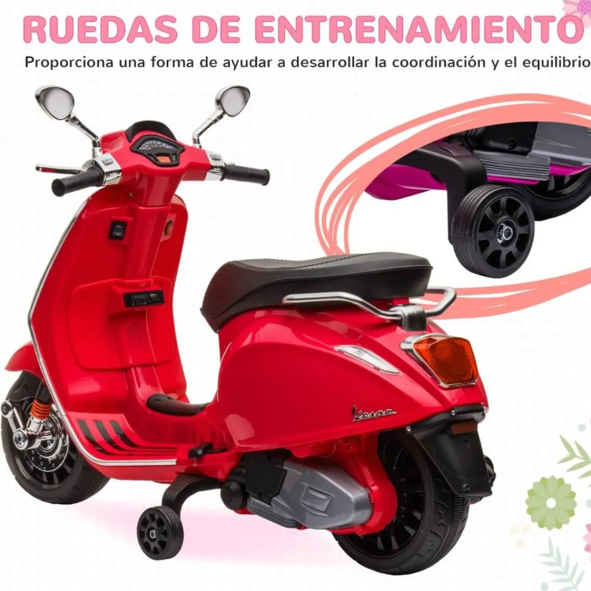 Homcom - Moto eléctrica infantil Vespa Rojo*AIYAPLAY New