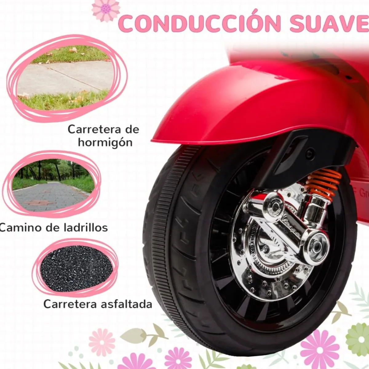 Homcom - Moto eléctrica infantil Vespa Rojo*AIYAPLAY New