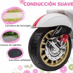 Outlet Homcom - Moto eléctrica infantil Vespa Blanco Vehículos De Batería O A Pedales