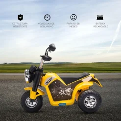 Online - Moto eléctriva 6V 3 ruedas amarillo Vehículos De Batería O A Pedales