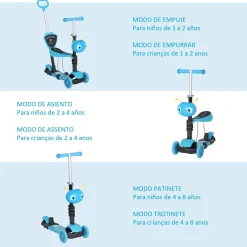 Best - Patinete evolutivo con asiento azul Patines Y Monopatines