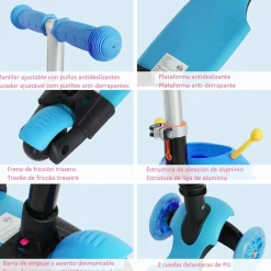 Best - Patinete evolutivo con asiento azul Patines Y Monopatines