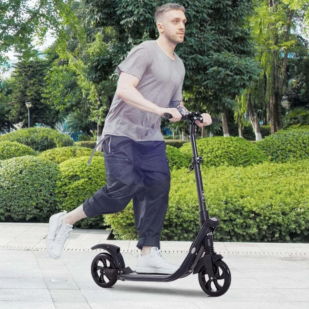 - Patinete Scooter Ajustable 2 ruedas Grande Negro*Homcom Outlet