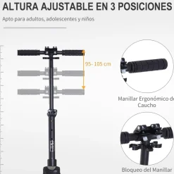 - Patinete Scooter Ajustable 2 ruedas Grande Negro*Homcom Outlet