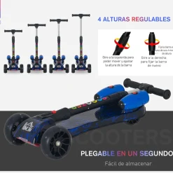 Hot - Patinete scooter Azul con efectos de luz y sonido Patines Y Monopatines