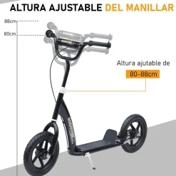 Best - Patinete Scooter Ajustable 2 ruedas Negro Patines Y Monopatines