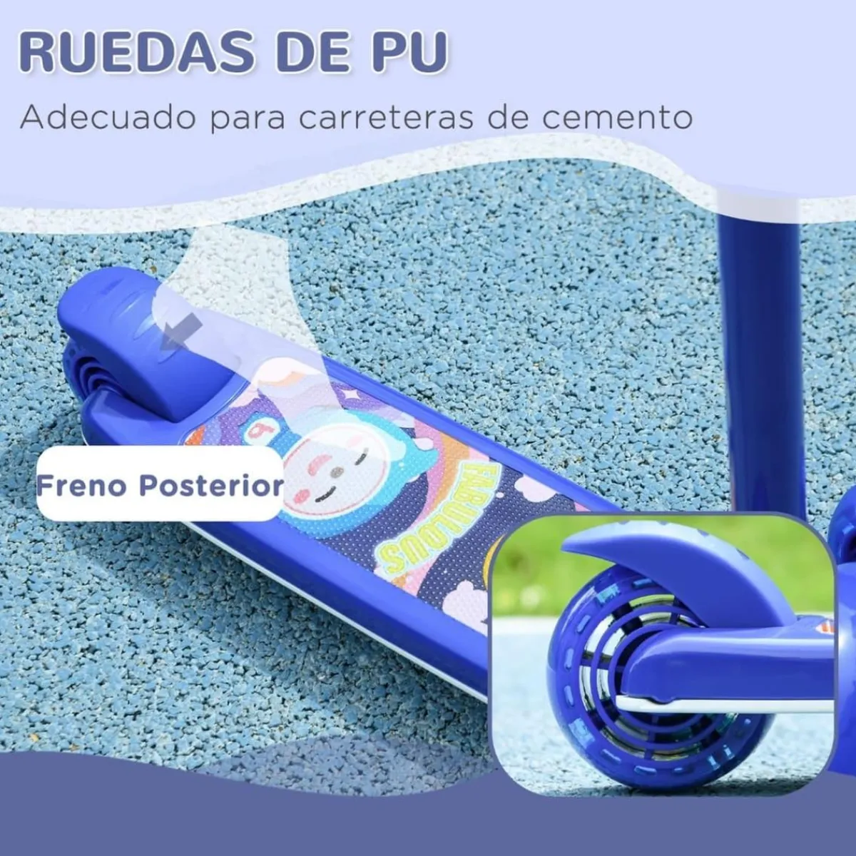 Clearance Homcom - Patinete Tri-scooter Azul con luces Motos Y Triciclos
