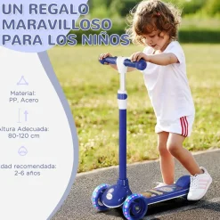 Clearance Homcom - Patinete Tri-scooter Azul con luces Motos Y Triciclos