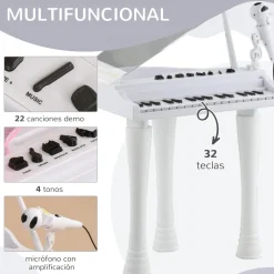 Outlet Homcom - Piano electrónico 32 teclas con taburete y micro Música|Electrónicos