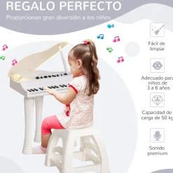 Outlet Homcom - Piano electrónico 32 teclas con taburete y micro Música|Electrónicos