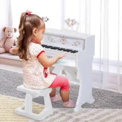 Online - Piano Electrónico 37 teclas con taburete Blanco Música|Electrónicos