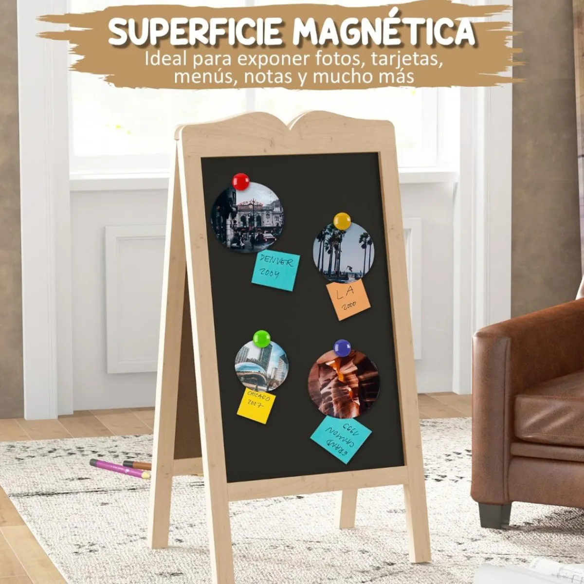 Homcom - Pizarra caballete doble con tizas y plantillas*VINSETTO Best