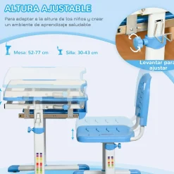 - Pupitre infantil con silla Azul y Blanco*Homcom Hot