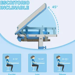 - Pupitre infantil con silla Azul y Blanco*Homcom Hot